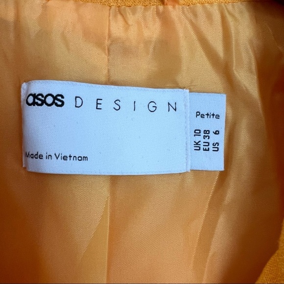 ASOS Design Double Breasted Linen Blend Blazer Jacket Size 6P - Picture 3 of 8